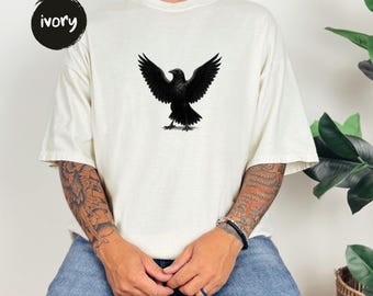 Crow Shirt, Raven Shirt, Gothic Shirt, Dark Aesthetic Tee, Oversized Graphic Shirt, Unisex Streetwear, Christmas Gift Man, Friends Gift