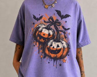 Vintage Halloween-Shirt, Retro-T-Shirt mit Kürbismotiv, Shirt, Gruseliges Halloween-T-Shirt, Comfort Colors® Halloween-Shirt, Kürbis-T-Shirt