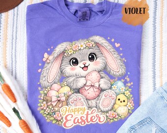 Happy Easter Bunny Shirt, Cute Easter Shirt, Easter Bunny Graphic Tee, Easter Shirt Women, Easter Gift, Bunny Shirt, Retro Easter Shirt