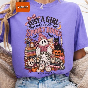 Spooky Book Shirt, Book Lover Halloween Shirt, Cute Ghost Reading Tee, Fall Bookish Shirt, Cozy Reader Gift, Comfort Colors Halloween Shirt