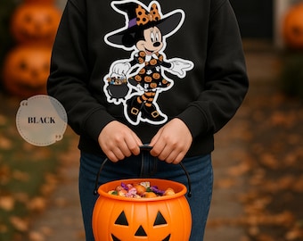 Disney Halloween Sweatshirt, Minnie Halloween Shirt, Spooky Cute Cartoon Crewneck, Youth Sweatshirt, Pumpkin Trick or Treat Shirt,