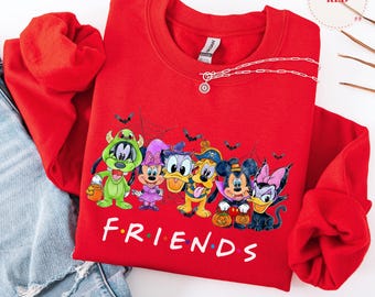 Friends Halloween Sweatshirt, Disney Halloween Shirt, Spooky Cute Group Crewneck, Retro Fall Pumpkin Ghost Shirt, Trick or Treat Tee
