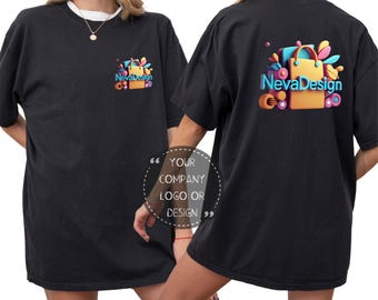 Custom Logo Comfort Colors Shirt, Double Sided Print T Shirt, Work Uniform Tee, Company Logo Shirt, Personalized Business Top