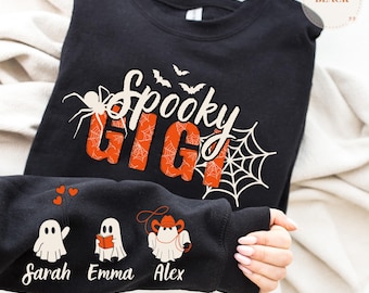 Custom Spooky Gigi Shirt, Halloween Gift For Mom, Mommy T-Shirt With Kids Names, Halloween Kids Name Tees, Halloween Gigi Sweatshirt