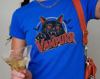 Halloween-Katzen-Shirt, Vintage-Halloween-Baby-T-Shirt, Grafik-T-Shirt im Vintage-90er-Jahre-Stil, Grusel-Shirt, Retro-Halloween-Y2K-Party-T-Shirt