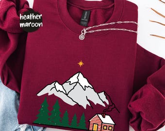 Felpa invernale, felpa con grafica di montagna, felpa con stampa naturalistica, felpa unisex, maglietta invernale comoda, maglietta con grafica per esterni, regalo per amici