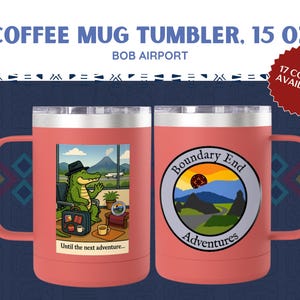 15oz Stainless Steel Bob Airport Coffee Mug Tumbler with Handle and Lid – Double Wall Insulated Travel Cup for Hot and Cold Drinks