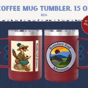 15oz Stainless Steel BEA Coffee Mug Tumbler with Handle and Lid – Double Wall Insulated Travel Cup for Hot and Cold Drinks