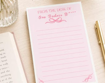Pink Notepad with Coquette Bows, Boss Babe to do list, gift for women entrepreneurs