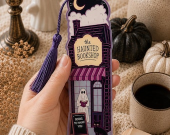 Gothic Haunted Bookshop Bookmark | Dark Academia Halloween Bookish Gift