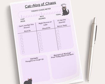 Funny Black Cat To-Do List Notepad, Sarcastic Desk Pad, Cat Mom Gift, Coworker Office Gift