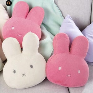 Almohada de peluche Miffy Bunny de 32 cm, suave cojín de conejo kawaii, muñeco de dibujos animados rosa y blanco, relleno de algodón PP, regalo para niños, Día de la Madre, primavera/verano.
