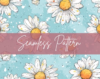 Lentebloem babyjongen blauw naadloos patroon madeliefje aquarel kinderkamer print babyshower stof POD deken ontwerp mok behang bloemen