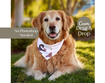 犬用バンダナモックアップ Canvaテンプレート ドラッグアンドドロップで使えるペット用バンダナモックアップ Etsyセラー向け編集可能な商品ディスプレイモックアップ オンデマンド印刷用 PetLover