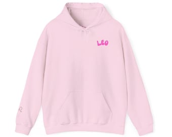 Leo Zodiac Hoodie with Empowering Phrases - Astrology Gift for Her Light Pink, Light Blue, Light Purple, & White