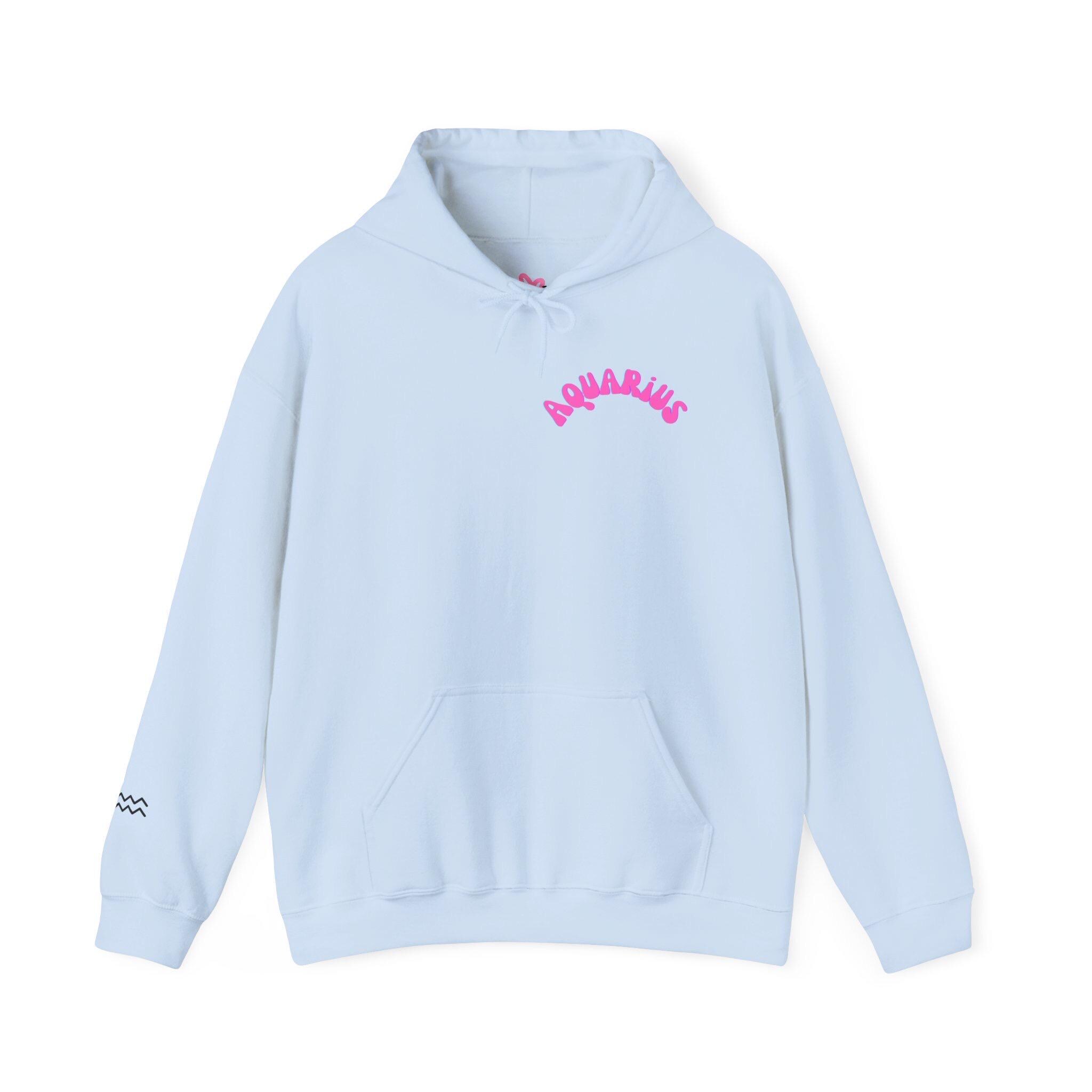 Aquarius Zodiac Hoodie with Empowering Phrases - Astrology Gift for Her Light Pink, Light Blue, Light Purple, & White