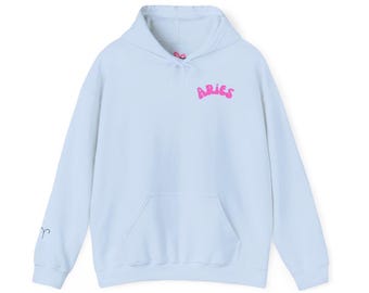 Aries Zodiac Hoodie with Empowering Phrases - Astrology Gift for Her Light Pink, Light Blue, Light Purple, & White