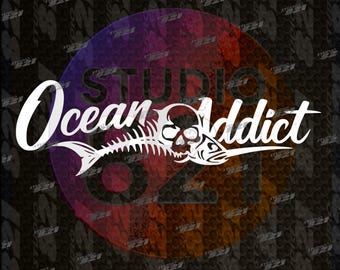 Ocean Addict Vinyl Decal Sticker - Die Cut watersports boating surfing Fishing