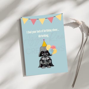 Darth Vader Birthday Card Funny | Star Wars Birthday Card for Him or Her | Chibi Star Wars Card | Geek Nerd Birthday Gift | Balloons Inside