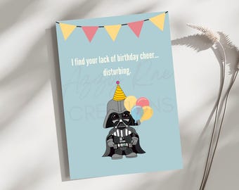 Funny Darth Vader Birthday Card: Chibi Star Wars Art
