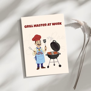 Tarjeta del Día del Padre para un Maestro Parrillero / Tarjeta divertida y emotiva para un papá amante de la parrilla / Tarjeta de felicitación de barbacoa ideal para el trabajo