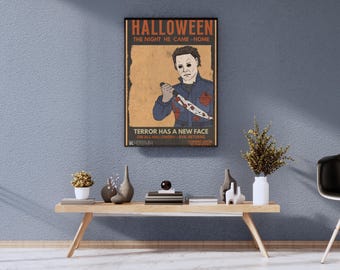 affiche vintage d'horreur d'Halloween | Art mural rétro Michael Myers | Impression de film d'horreur | Téléchargement numérique