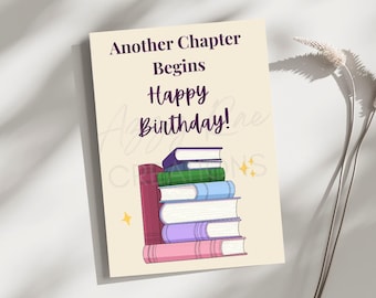 Book Lover Birthday Card: Book Stack Artwork