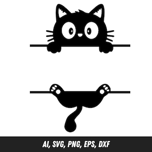 Spähende Katze SVG Png Ai Dxf Eps | Niedliche Kitty Vektor für Cricut, Aufkleber & Laserschneiden