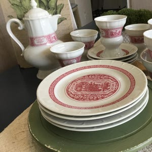 German Heinrich Ruedesheim Kaffee Cups Saucers Coffee Pot Plates Transferware
