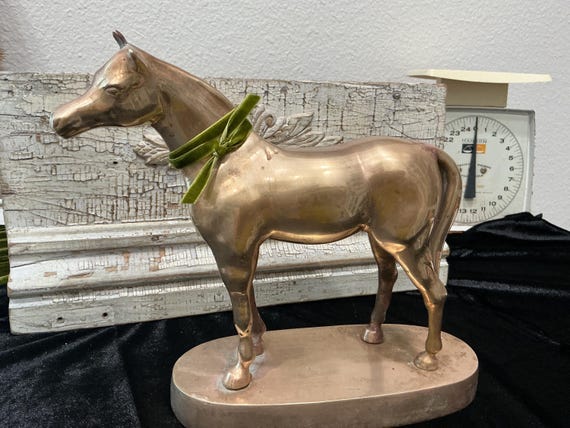 Solid Cast Brass Horse Figurine Statue Heavy