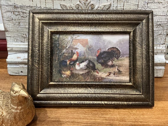 Turkey and Fowl Framed Art Wall Decor Tabletop Thanksgiving