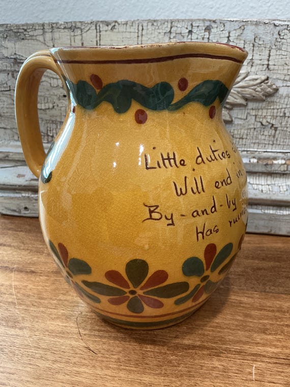 English Aller Vale Torquay Motto Ware Pitcher Kerswell Daisy Pattern