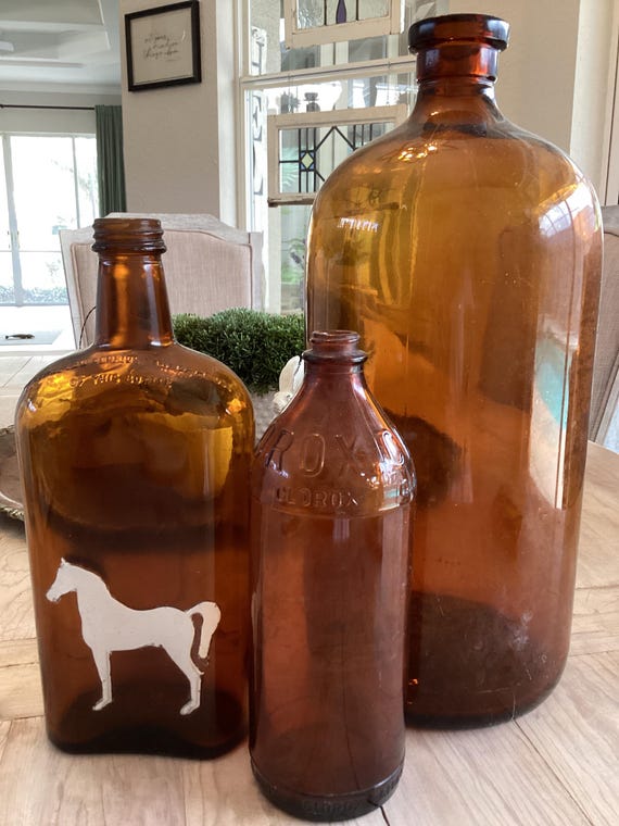 Amber Bottles Vintage White Horse Distilleries Clorox Bottle Collectibles