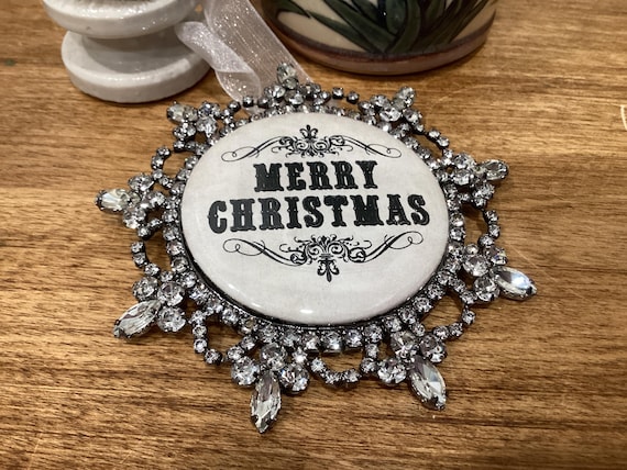 Rhinestone Christmas Ornaments Santa Silent Night Queen Bling