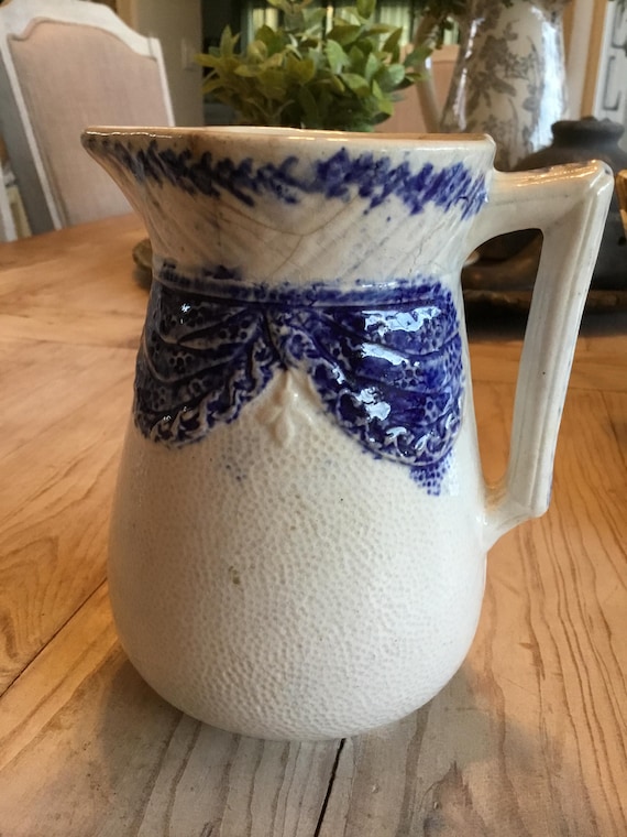 Stoneware Pitcher 19th Century American Pottery Antique Small