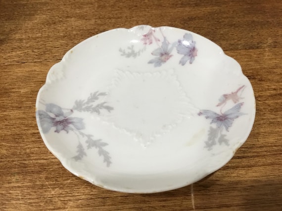 French Limoges Butter Pat Floral Scalloped Edge Vintage