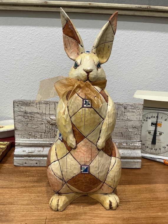 Jim Shore Quilted Rabbit March Hare Retired 2004 Heartwood Creek 16”
