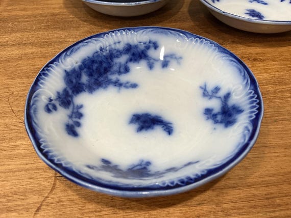 Flow Blue Marechal Neil Berry Bowls Grindley c1896
