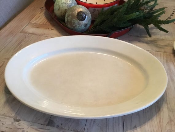 Vintage Ironstone Platter Crazed Stained 16.5”