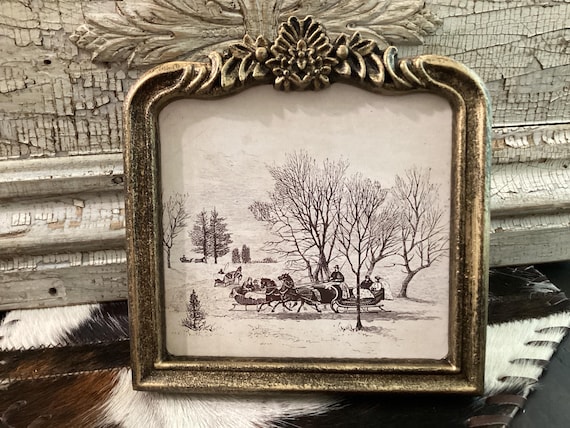 Open Sleigh Framed Art Holiday Decor Picture