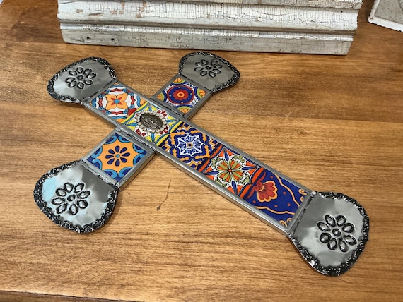 Mexican Talavera Wall Cross 14.75”