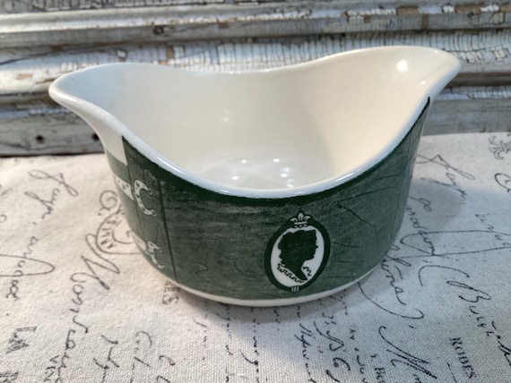 Royal China Gravy Boat Colonial Homestead Green Vintage