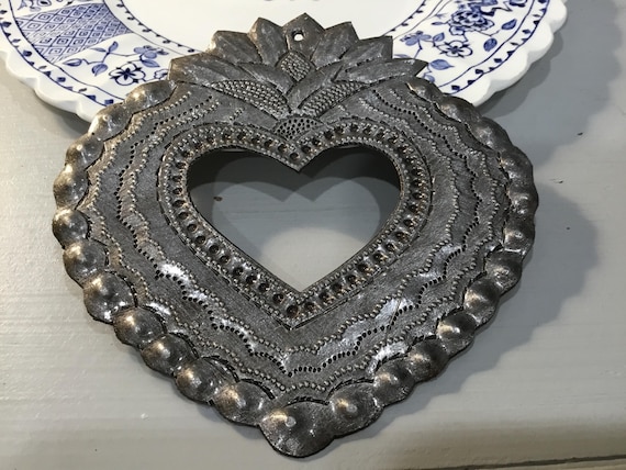 Sacred Heart Haitian Metal Art Silver