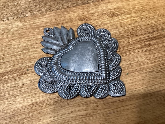 Haitian Silver Sacred Heart Handmade Metal
