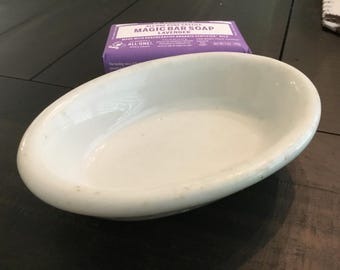 Ironstone White Soap Dish Chunky Farmhouse