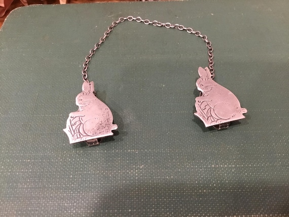 Sterling Webster Bunny Rabbit Sweater Bib Clips Vintage
