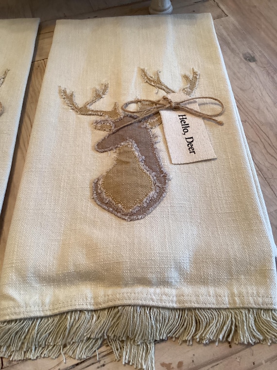 Deer Raggedy Tea Towel Cotton