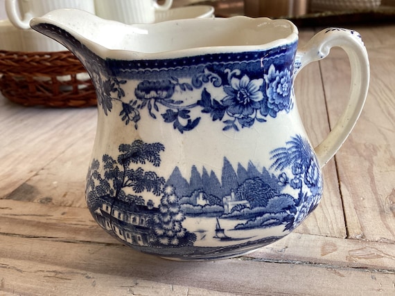 Royal Staffordshire Tonquin Blue Ironstone Creamer Transferware Clarice Cliff