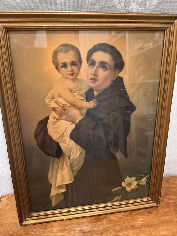 Saint Anthony of Padua Holding The Child Jesus  Wall Print Framed