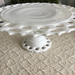 Milk Glass Cake Stand Doric Lace White Westmoreland Cottage